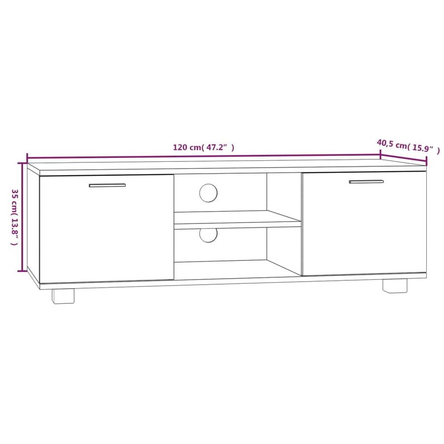 Tv-Meubel 20X40,5X35 Cm Bewerkt Hout 120 x 40.5 x 35 cm Betongrijs