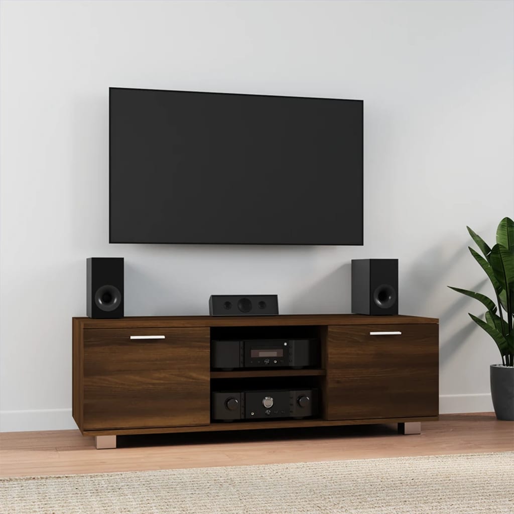 Tv-Meubel 120X40,5X35 Cm Bewerkt Hout Bruin Eikenkleur 120 x 40.5 x 35 cm