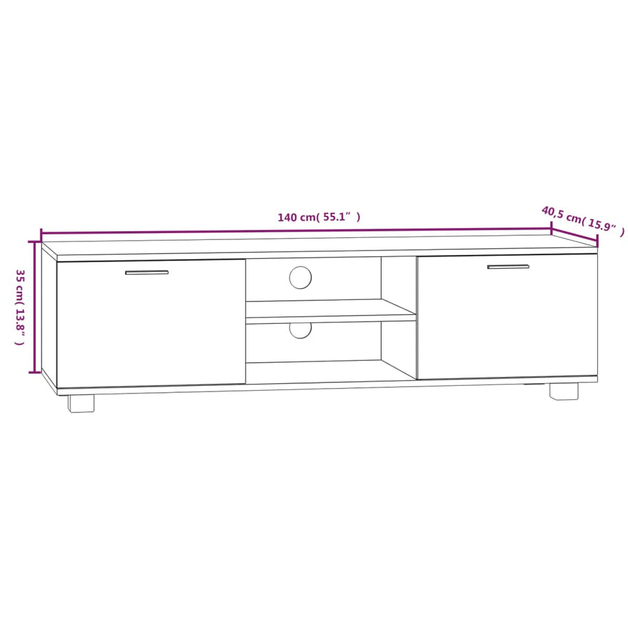 Tv-Meubel 40X40,5X35 Cm Bewerkt Hout Kleurig 140 x 40.5 x 35 cm Gerookt eiken