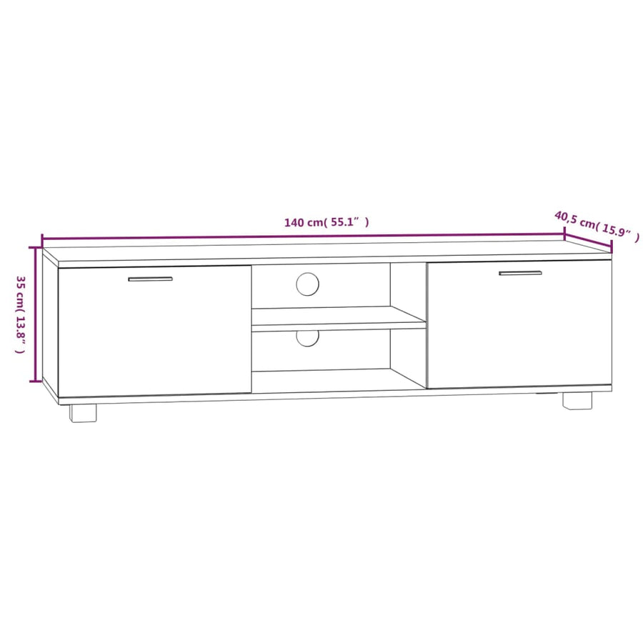 Tv-Meubel 140X40,5X35 Cm Bewerkt Hout Grijs Sonoma Eikenkleurig 140 x 40.5 x 35 cm