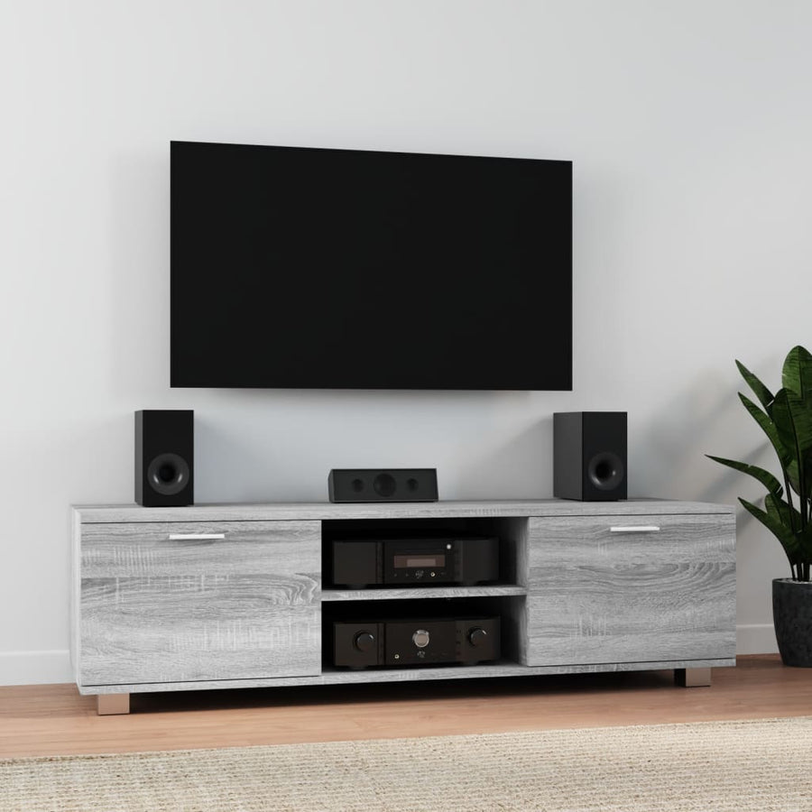 Tv-Meubel 140X40,5X35 Cm Bewerkt Hout Grijs Sonoma Eikenkleurig 140 x 40.5 x 35 cm