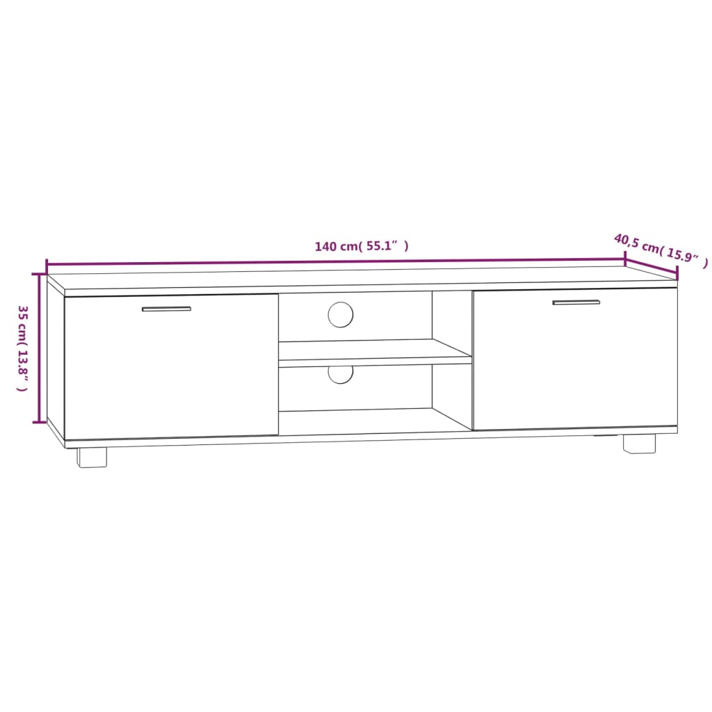 Tv-meubel 140x40,5x35 cm bewerkt hout bruin eikenkleur