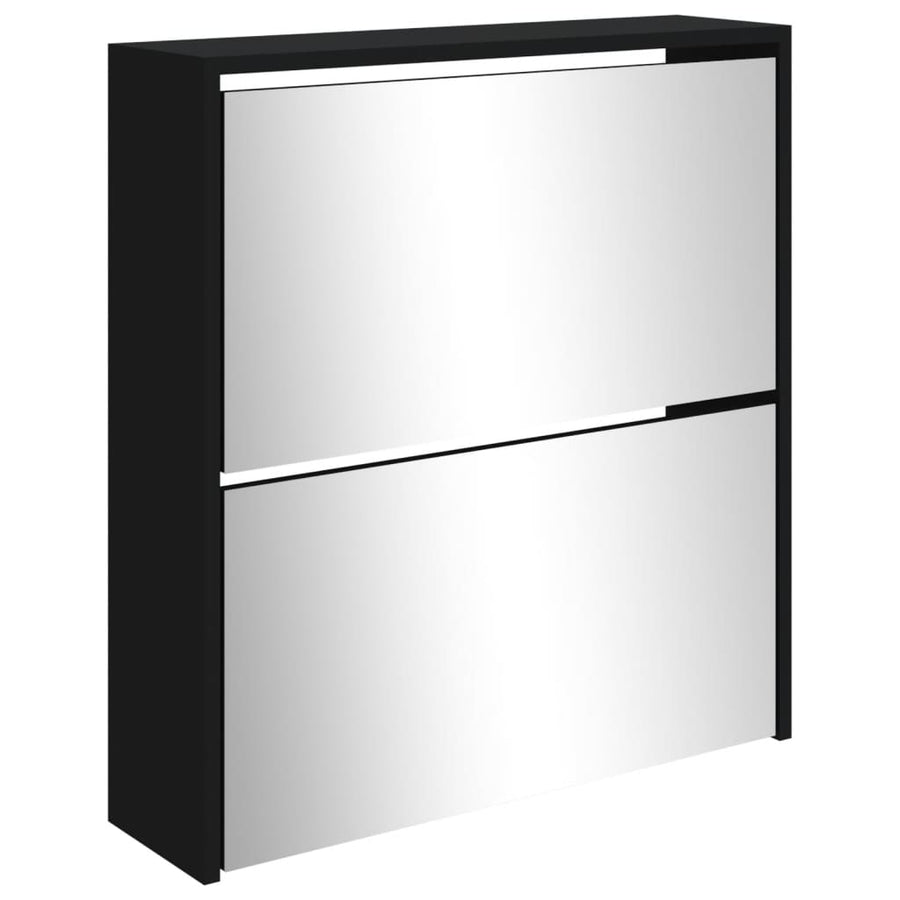 Schoenenkast met spiegel 2-laags 63x17x67 cm zwart 63 x 17 x 67 cm Zwart