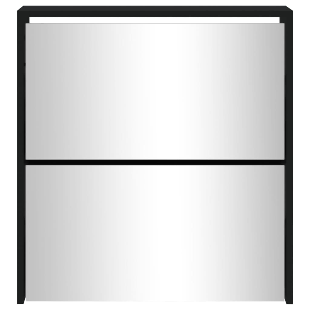 Schoenenkast met spiegel 2-laags 63x17x67 cm zwart 63 x 17 x 67 cm Zwart