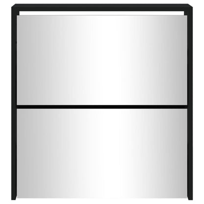Schoenenkast met spiegel 2-laags 63x17x67 cm zwart 63 x 17 x 67 cm Zwart
