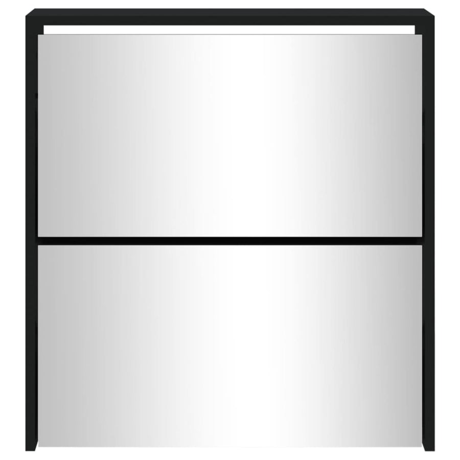 Schoenenkast met spiegel 2-laags 63x17x67 cm zwart 63 x 17 x 67 cm Zwart