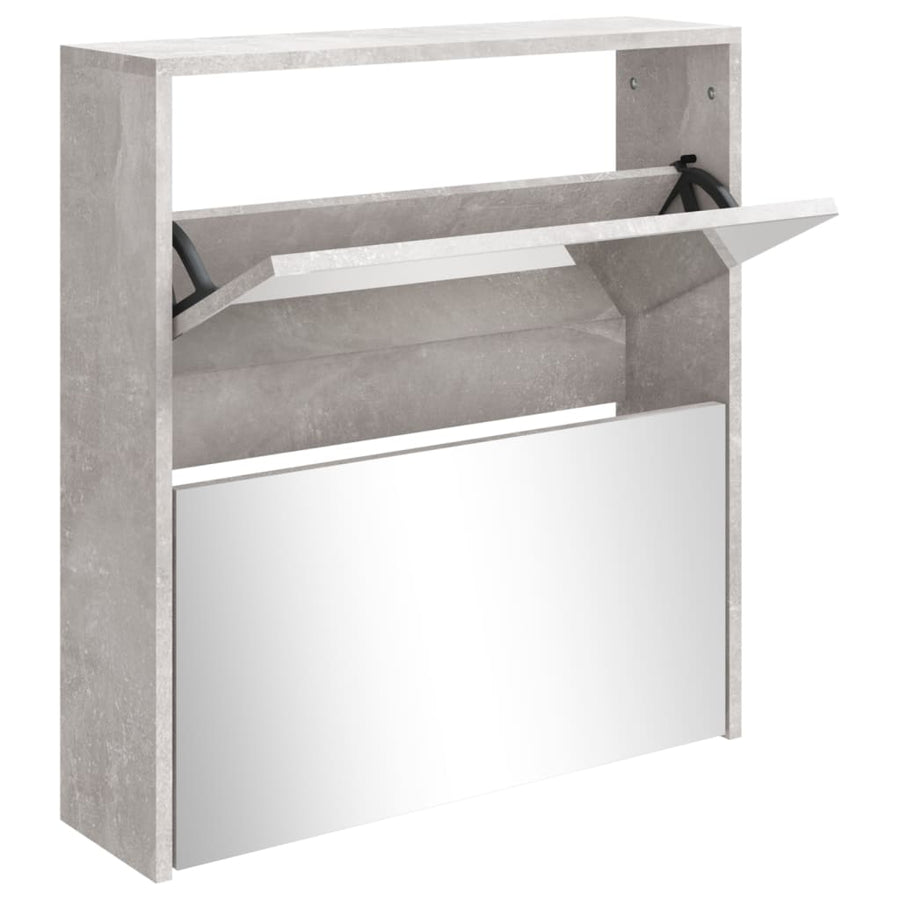 Schoenenkast met spiegel 2-laags 63x17x67 cm betongrijs 63 x 17 x 67 cm Betongrijs