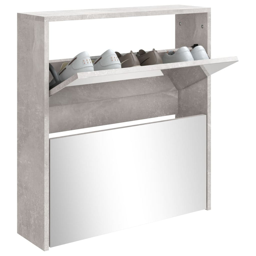 Schoenenkast met spiegel 2-laags 63x17x67 cm betongrijs 63 x 17 x 67 cm Betongrijs