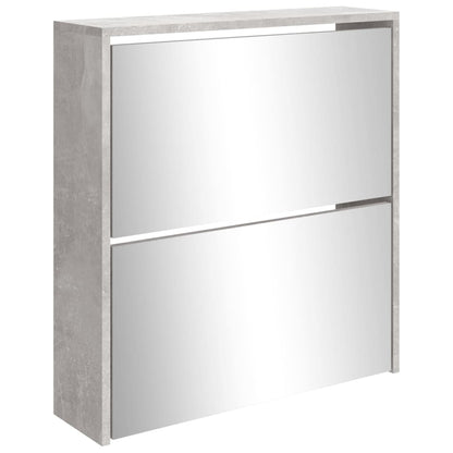 Schoenenkast met spiegel 2-laags 63x17x67 cm betongrijs 63 x 17 x 67 cm Betongrijs