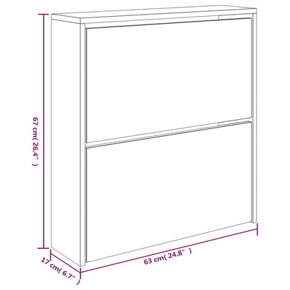 Schoenenkast met spiegel 2-laags 63x17x67 cm betongrijs 63 x 17 x 67 cm Betongrijs