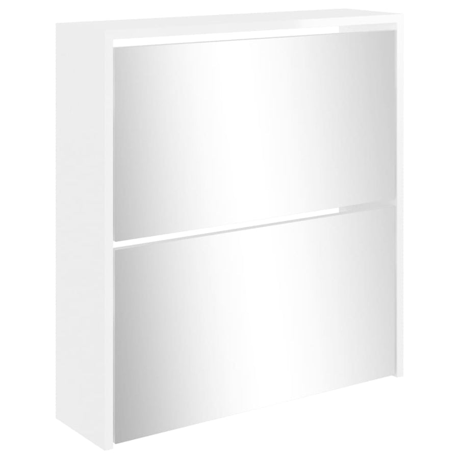 Schoenenkast met spiegel 2-laags 63x17x67 cm hoogglans wit 63 x 17 x 67 cm Hoogglans wit