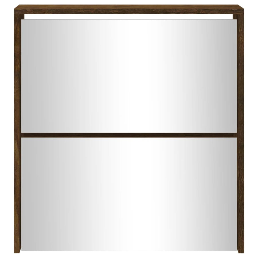 Schoenenkast met spiegel 2-laags 63x17x67 cm gerookt eiken 63 x 17 x 67 cm Gerookt eiken