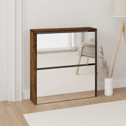 Schoenenkast met spiegel 63x17x67 cm gerookt eiken