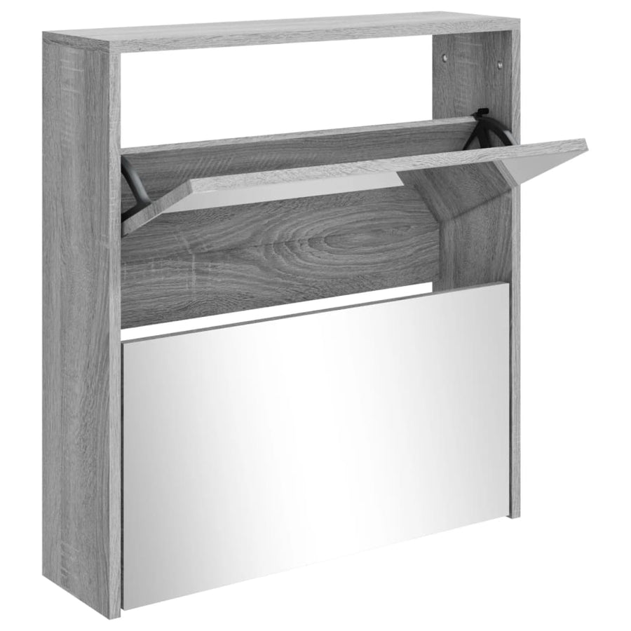 Schoenenkast met spiegel 2-laags 63x17x67 cm grijs sonoma 63 x 17 x 67 cm Grijs sonoma