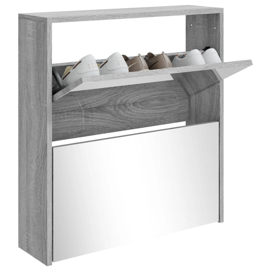 Schoenenkast met spiegel 2-laags 63x17x67 cm grijs sonoma 63 x 17 x 67 cm Grijs sonoma