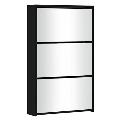 Schoenenkast met spiegel 3-laags 63x17x102,5 cm zwart 63 x 17 x 102.5 cm Zwart