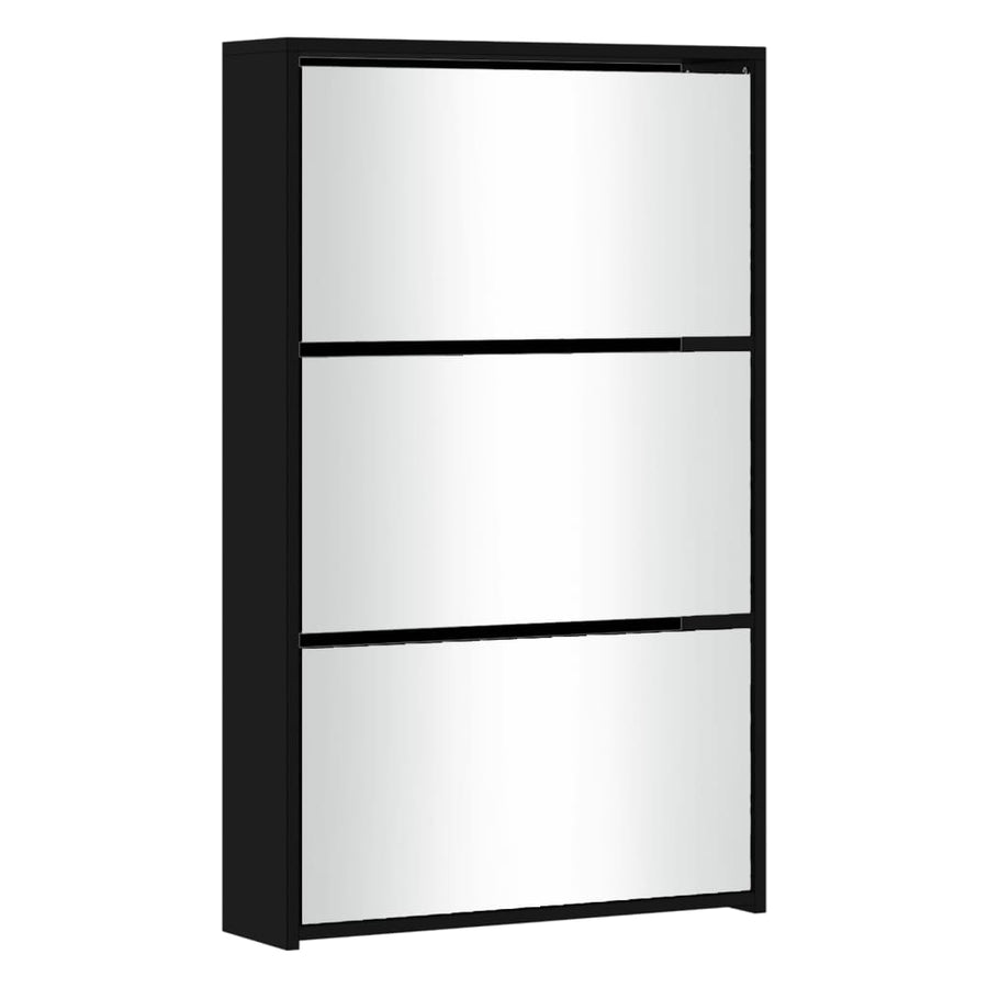 Schoenenkast met spiegel 3-laags 63x17x102,5 cm zwart 63 x 17 x 102.5 cm Zwart