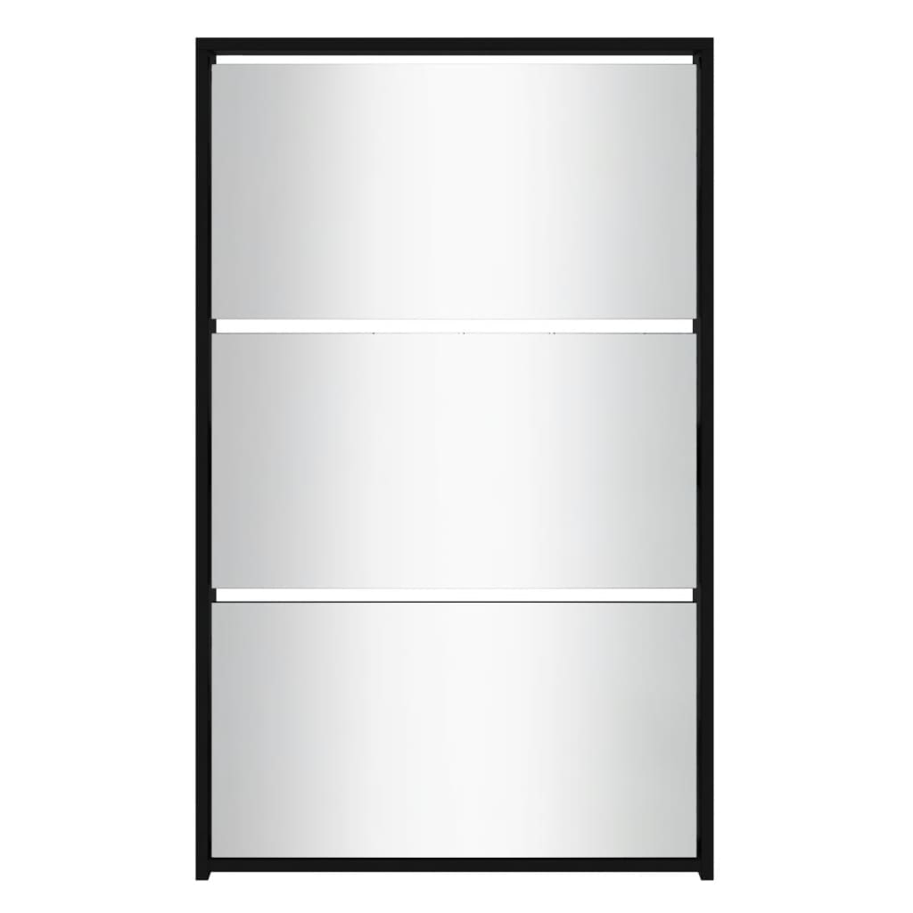 Schoenenkast met spiegel 3-laags 63x17x102,5 cm zwart 63 x 17 x 102.5 cm Zwart