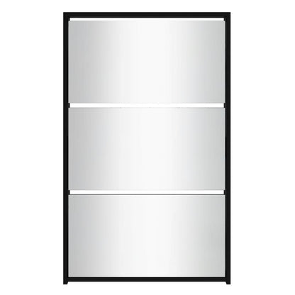 Schoenenkast met spiegel 3-laags 63x17x102,5 cm zwart 63 x 17 x 102.5 cm Zwart
