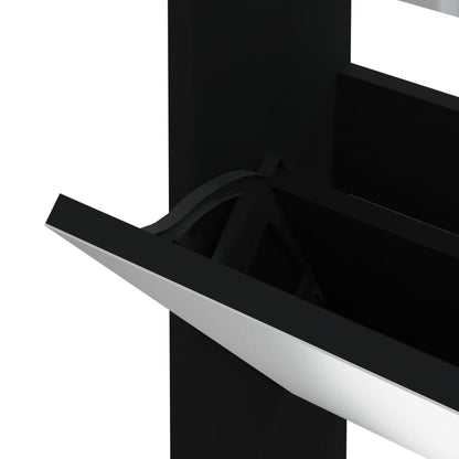 Schoenenkast met spiegel 3-laags 63x17x102,5 cm zwart 63 x 17 x 102.5 cm Zwart