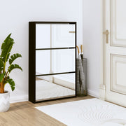 Schoenenkast met spiegel 63x17x102,5 cm zwart