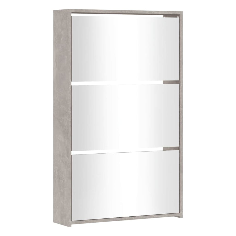 Schoenenkast met spiegel 3-laags 63x17x102,5 cm betongrijs 63 x 17 x 102.5 cm Betongrijs