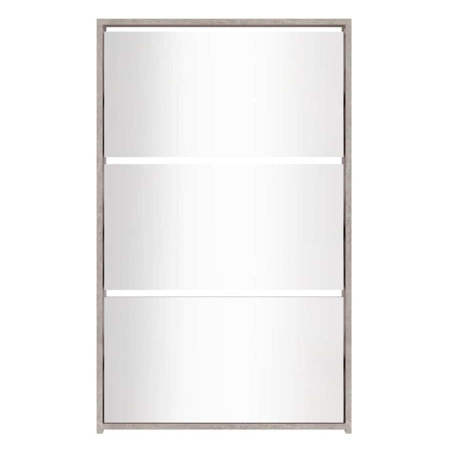 Schoenenkast met spiegel 3-laags 63x17x102,5 cm betongrijs 63 x 17 x 102.5 cm Betongrijs