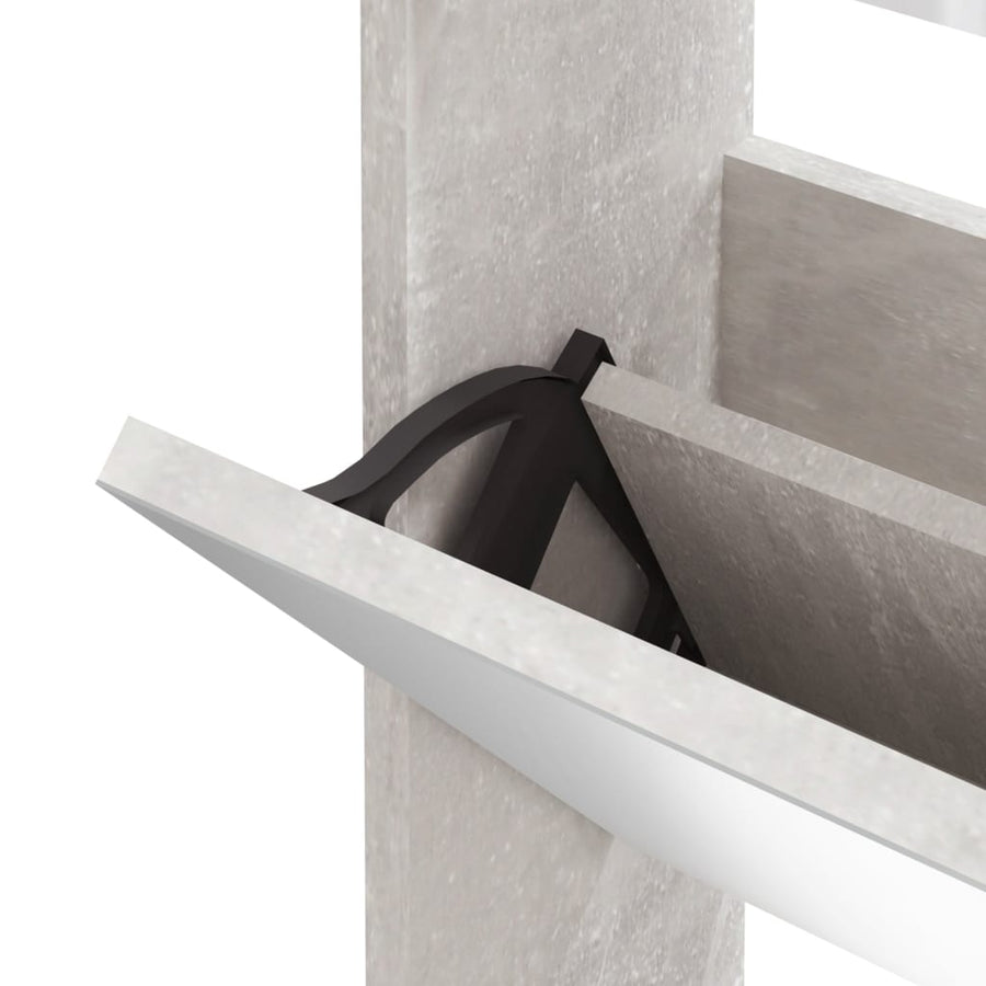 Schoenenkast met spiegel 3-laags 63x17x102,5 cm betongrijs 63 x 17 x 102.5 cm Betongrijs