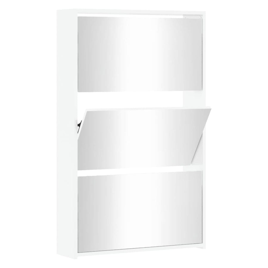 Schoenenkast met spiegel 3-laags 63x17x102,5 cm hoogglans wit 63 x 17 x 102.5 cm Hoogglans wit
