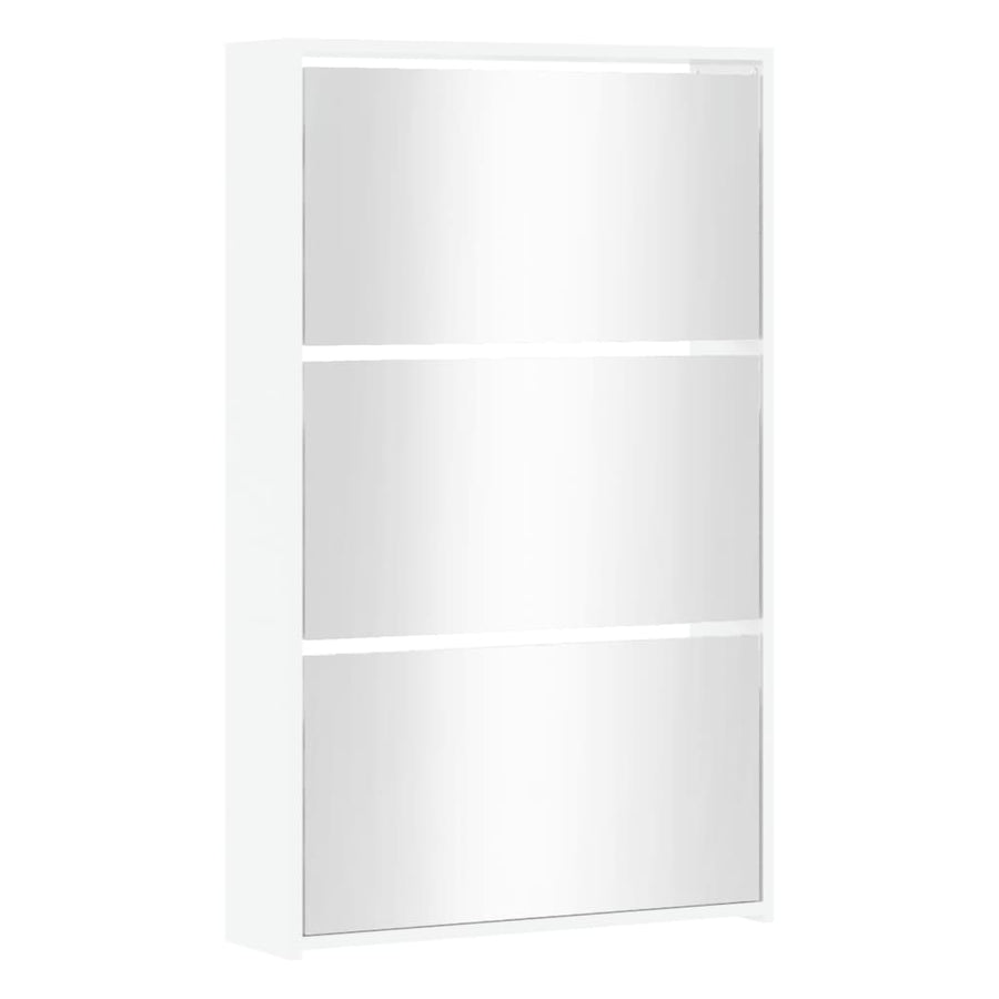 Schoenenkast met spiegel 3-laags 63x17x102,5 cm hoogglans wit 63 x 17 x 102.5 cm Hoogglans wit