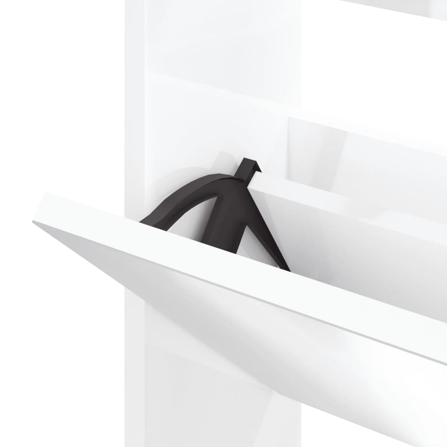 Schoenenkast met spiegel 3-laags 63x17x102,5 cm hoogglans wit 63 x 17 x 102.5 cm Hoogglans wit
