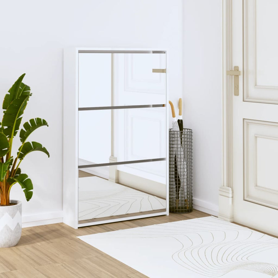 Schoenenkast met spiegel 3-laags 63x17x102,5 cm hoogglans wit 63 x 17 x 102.5 cm Hoogglans wit