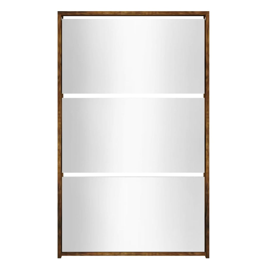 Schoenenkast met spiegel 3-laags 63x17x102,5 cm gerookt eiken 63 x 17 x 102.5 cm Gerookt eiken