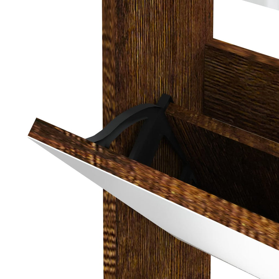 Schoenenkast met spiegel 3-laags 63x17x102,5 cm gerookt eiken 63 x 17 x 102.5 cm Gerookt eiken