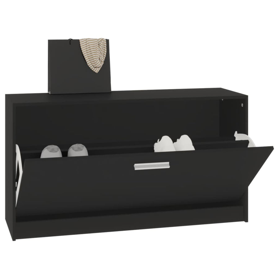 Schoenenbank 80x24x45 cm bewerkt hout zwart Zwart