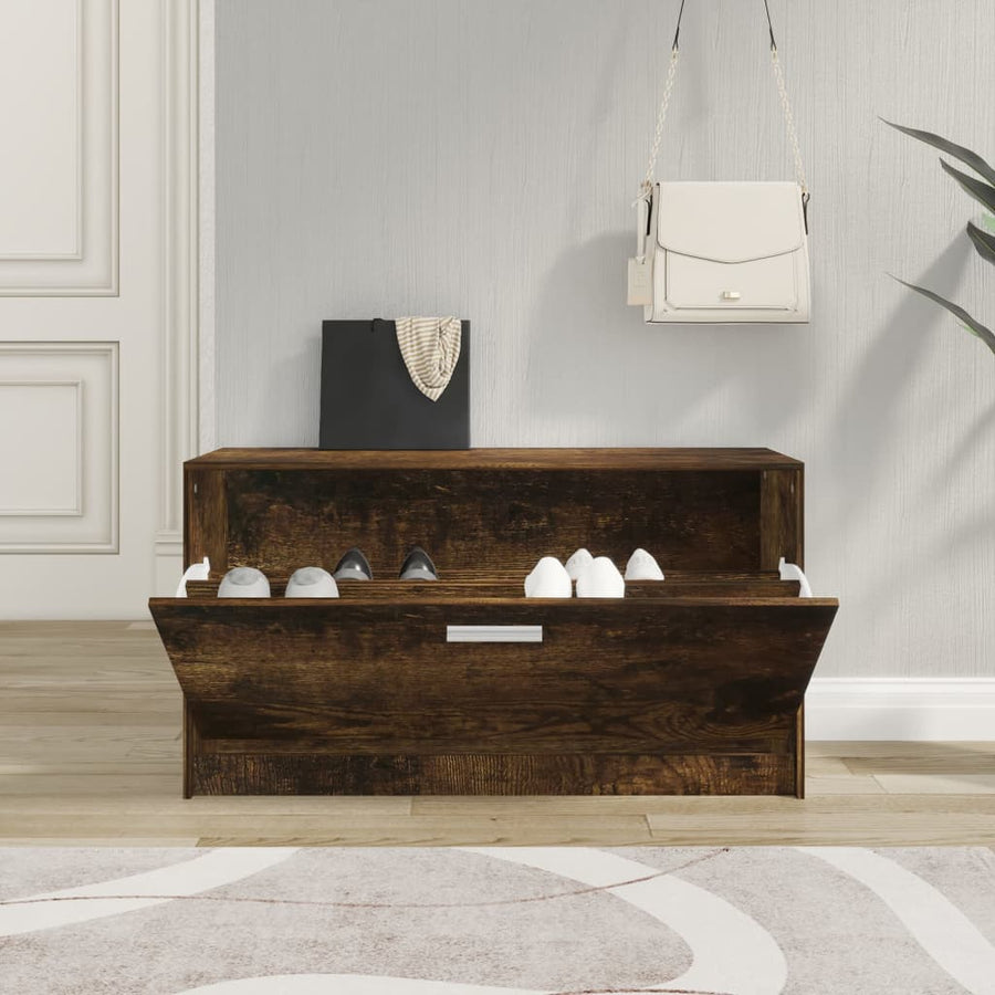 Schoenenbank 80x24x45 cm bewerkt hout gerookt eiken Gerookt eiken
