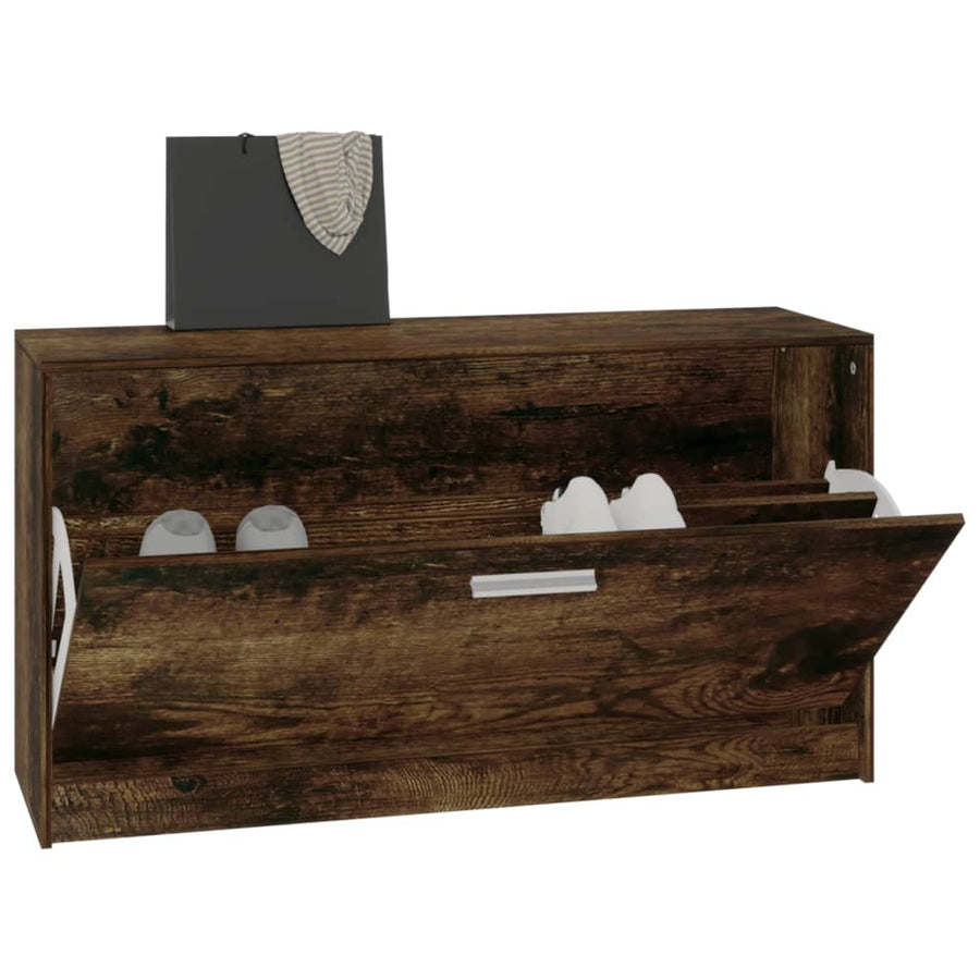Schoenenbank 80x24x45 cm bewerkt hout gerookt eiken Gerookt eiken