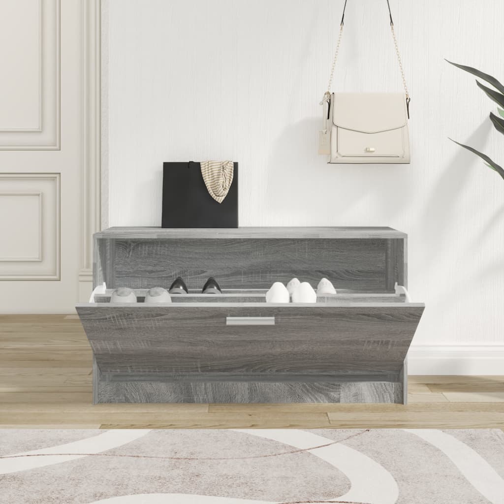 Schoenenbank 80x24x45 cm bewerkt hout grijs sonoma eikenkleur Grijs sonoma