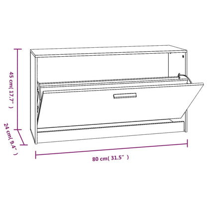 Schoenenbank 80x24x45 cm bewerkt hout grijs sonoma eikenkleur Grijs sonoma