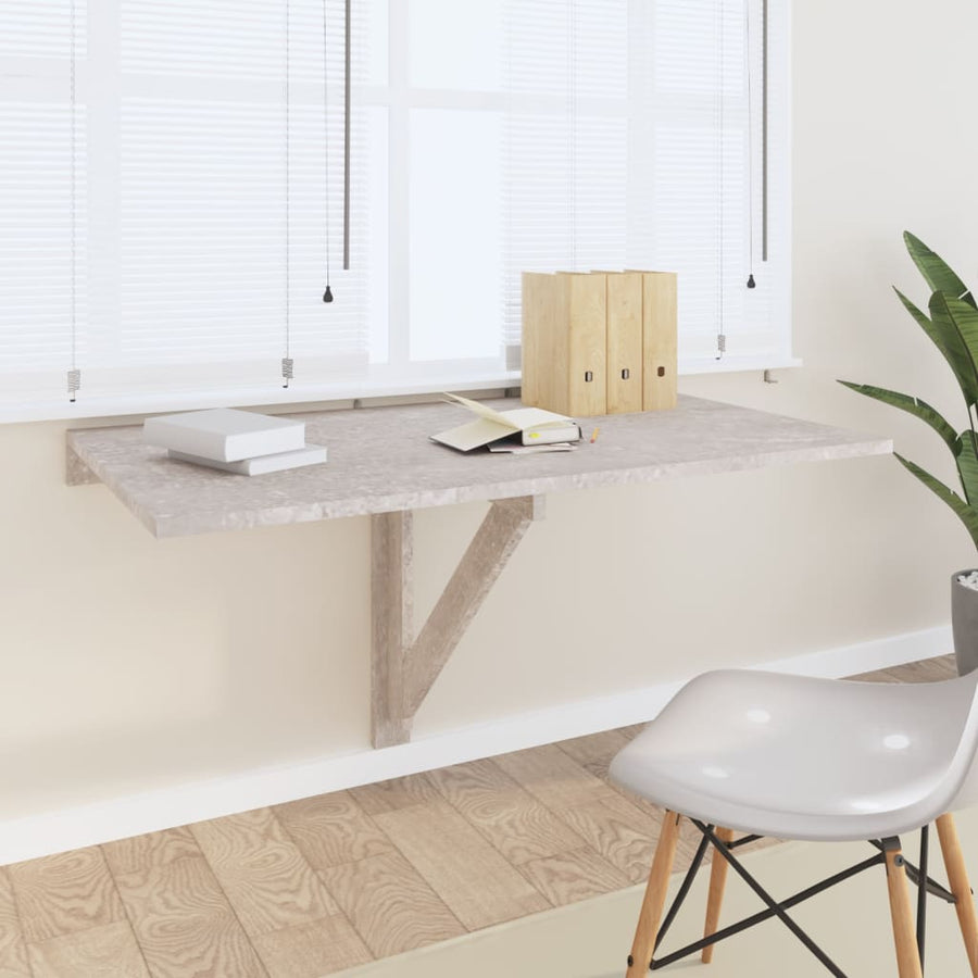 Wandtafel Inklapbaar 00X60X56 Cm Bewerkt Hout Betongrijs
