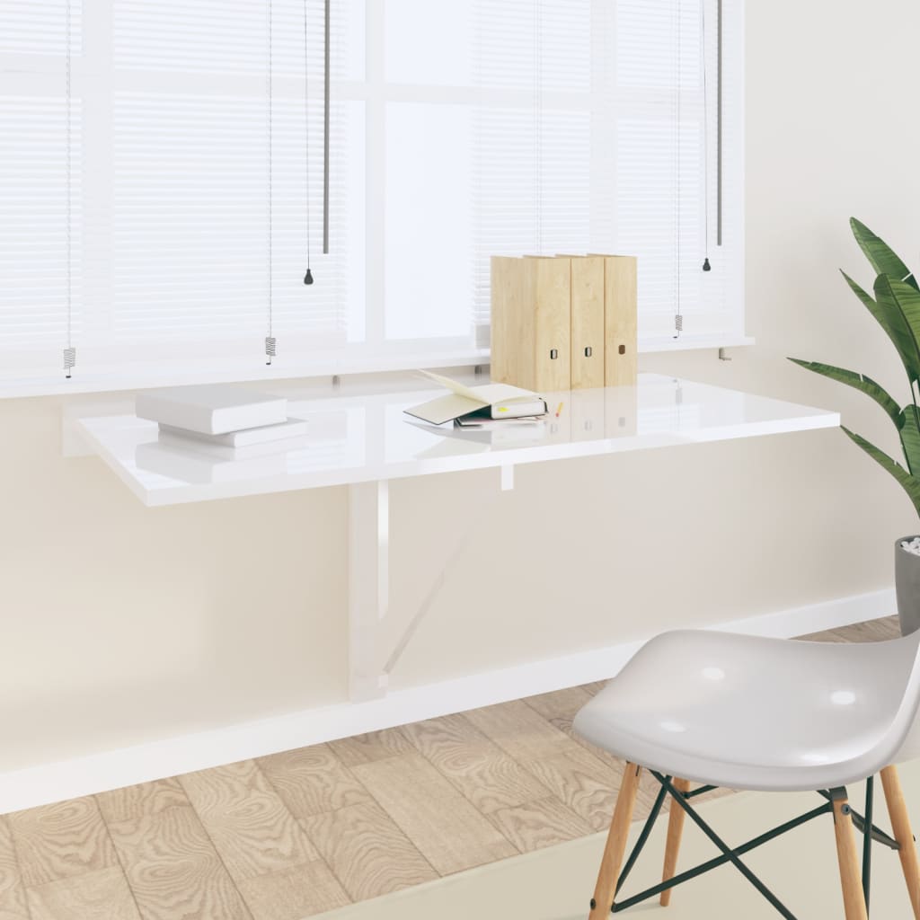 Wandtafel Inklapbaar 00X60X56 Cm Bewerkt Hout Hoogglans wit