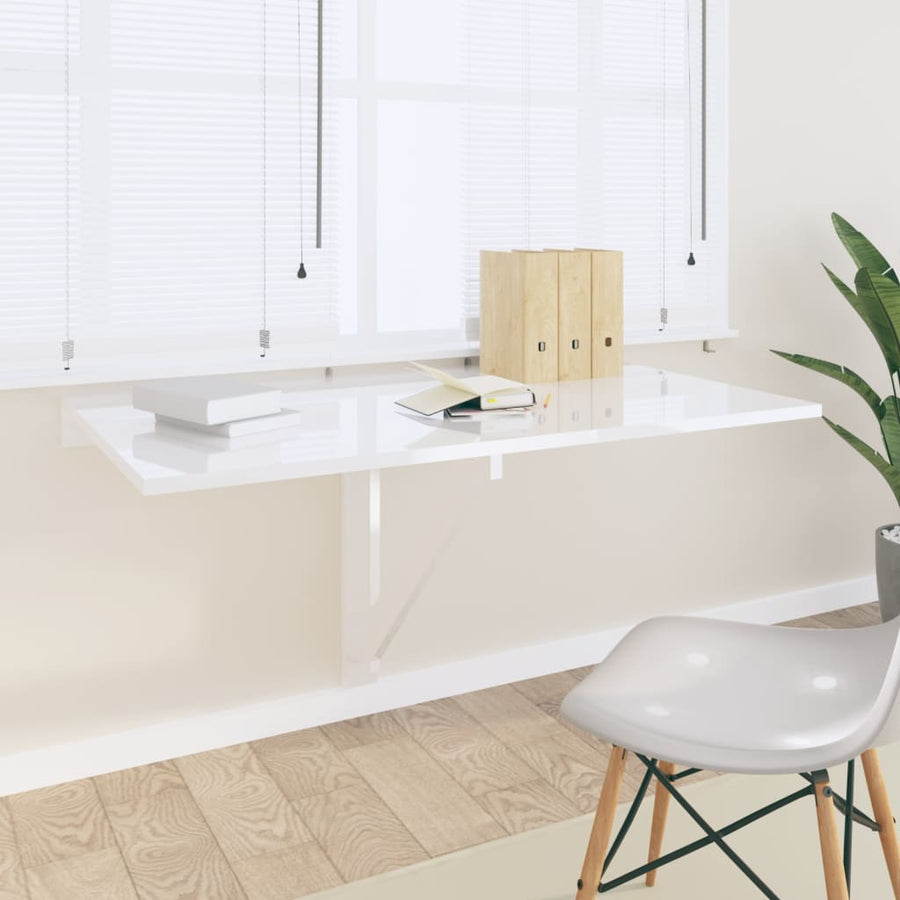 Wandtafel Inklapbaar 00X60X56 Cm Bewerkt Hout Hoogglans wit