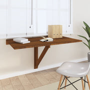 Foldable wall table 100x60x56 cm treated wood brown oak