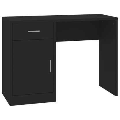 Bureau Met Kast En Lade 100X40X73 Cm Bewerkt Hout Zwart