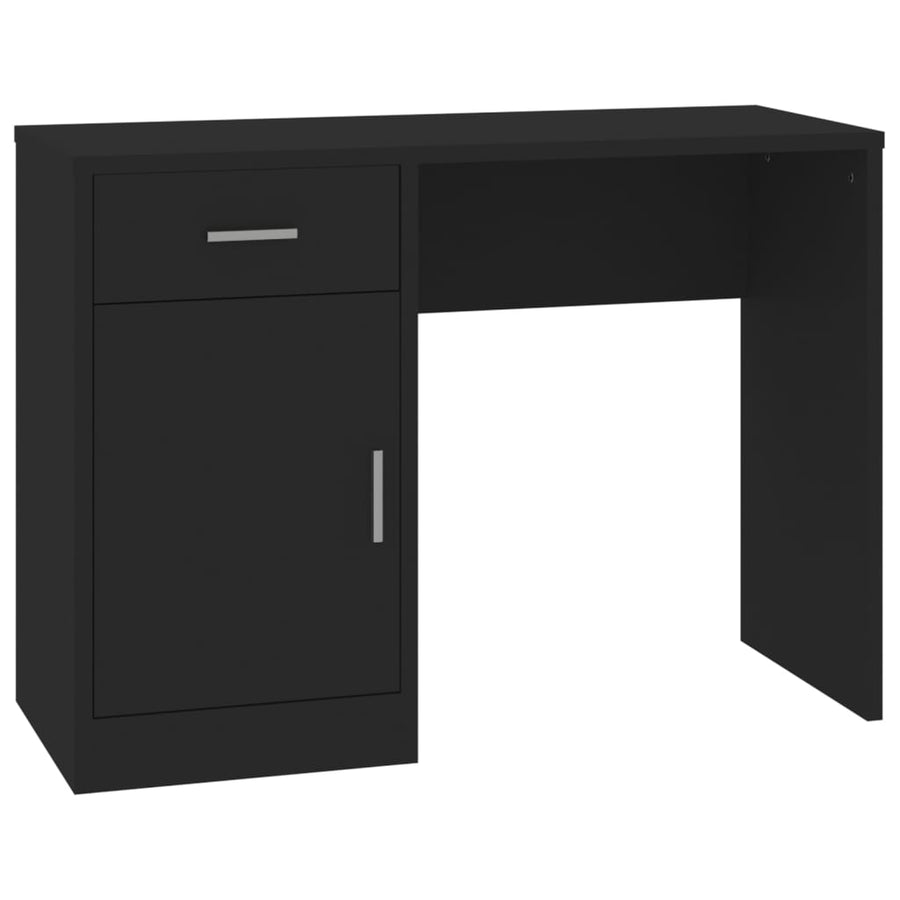 Bureau Met Kast En Lade 100X40X73 Cm Bewerkt Hout Zwart