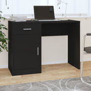 Bureau met kast en lade 100x40x73 cm zwart bewerkt hout