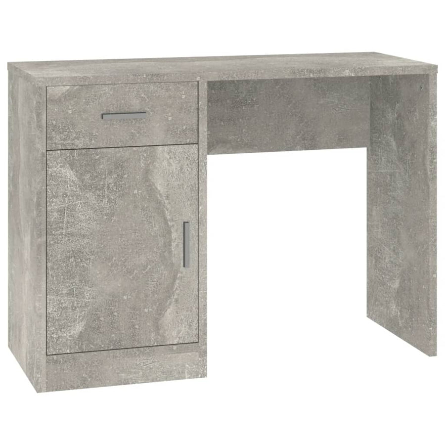 Bureau Met Kast En Lade 100X40X73 Cm Bewerkt Hout Betongrijs