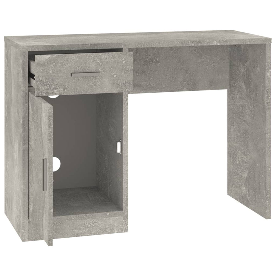 Bureau Met Kast En Lade 100X40X73 Cm Bewerkt Hout Betongrijs