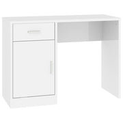 Bureau met kast en lade 100x40x73 cm hoogglans wit