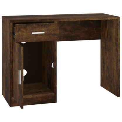 Bureau Met Kast En Lade 100X40X73 Cm Bewerkt Hout Gerookt eiken
